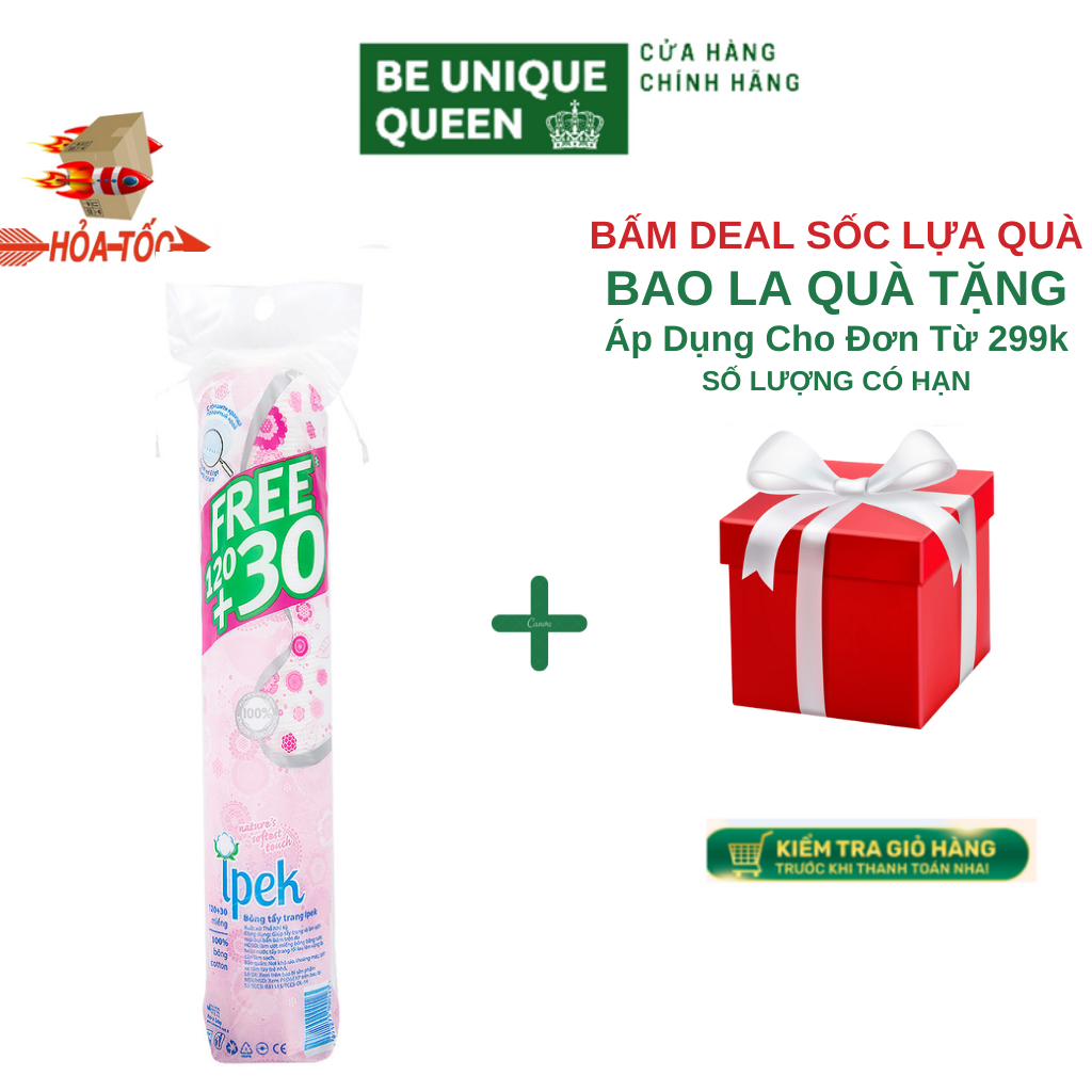 Bông tẩy trang Ipek Thổ Nhĩ Kì 150 miếng ( 1 gói /120+30 miếng)