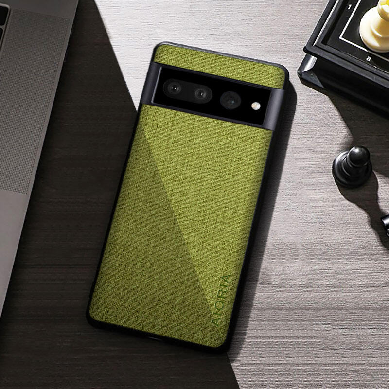 lthmy for Google Pixel 6A Case Textile Texture Leather Skin Phone Cases Soft TPU Hard PC Cover Casing.