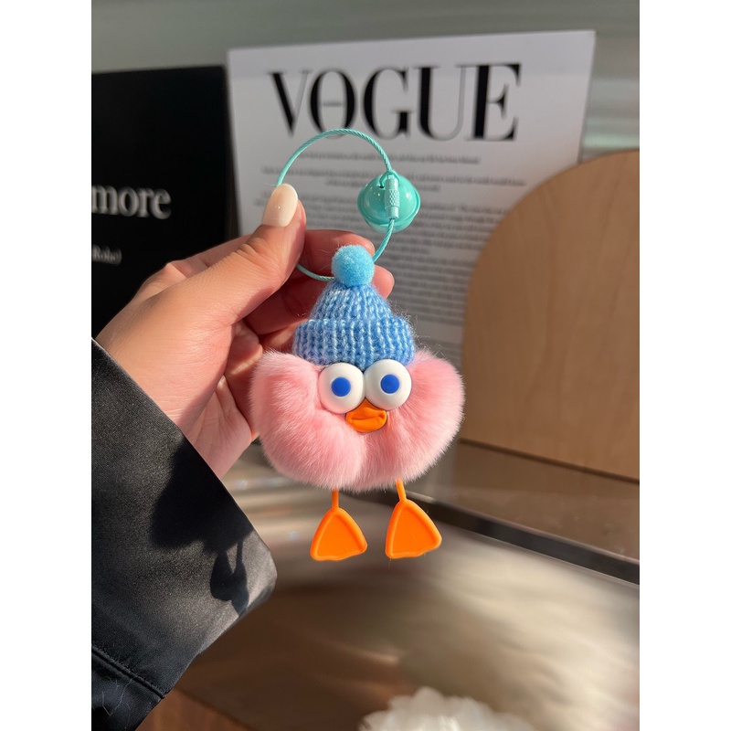 Móc khoá lông con vịt nhiều màu sắc cute