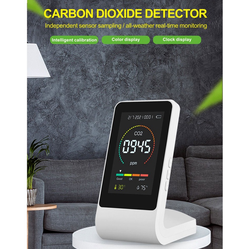 1Set 3 In1 CO2 Meter Smart Air Quality Detector Digital Temperature Humidity Sensor Tester (Black)