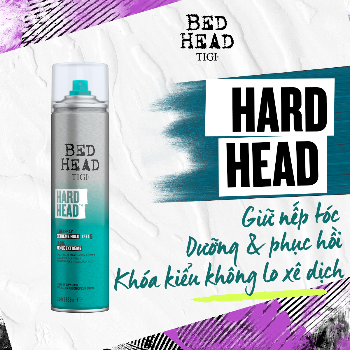 Gôm Xịt Tóc Giữ Nếp Siêu Cứng Tigi Bed Head Hard Head