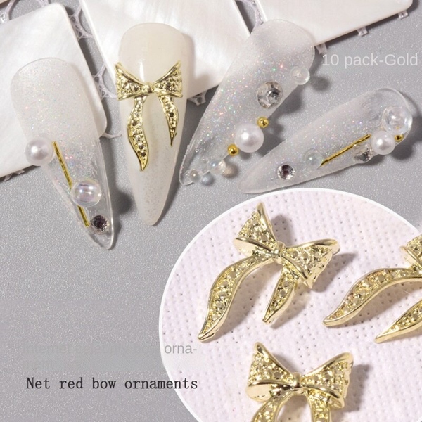 Set 10 charm nơ kim loại trang trí móng