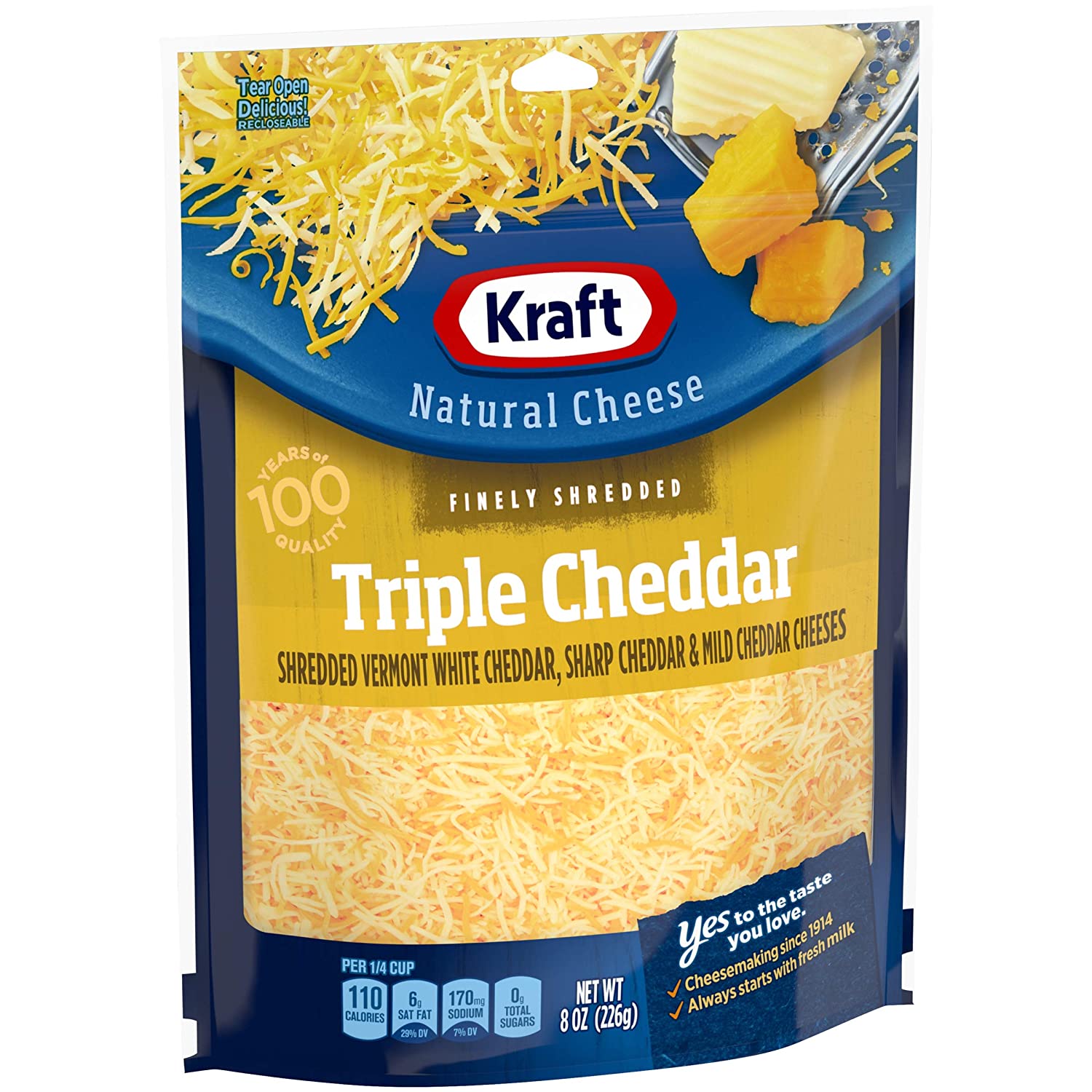 PHÔ MAI SỢI 3 LOẠI CHEDDAR Kraft Finely Shredded Natural Triple Cheese, 226g (8 oz)