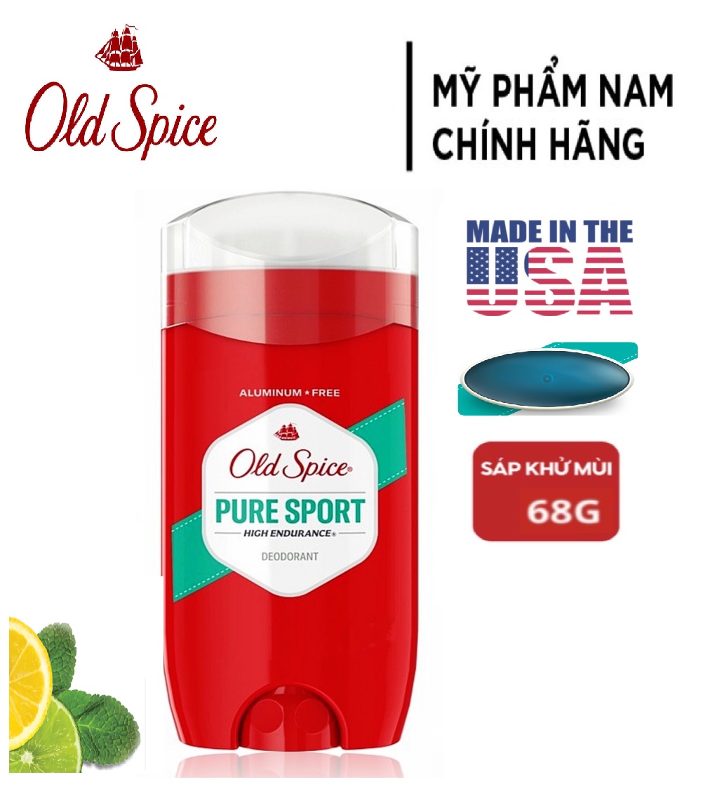 [USA] Lăn sáp khử mùi nam Old Spice Pure Sport đỏ 85g (sáp xanh trong) High Endurance - Mỹ
