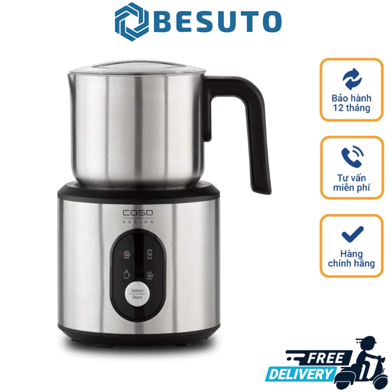 Caso Crema & Choco Inox Design Milk Frother for Milk and Plant Drinks, 1666, Stainless Steel