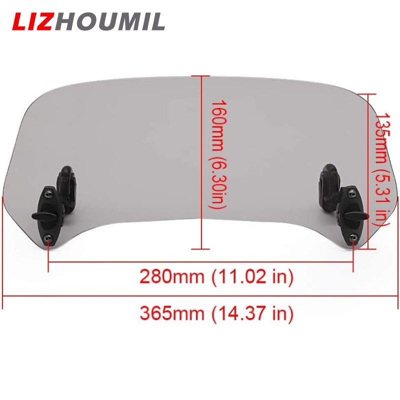LIZHOUMIL 1 Set Motorcycle Windshield Extension Adjustable Spoiler Universal Clamp-on Windscreen Deflector Parts