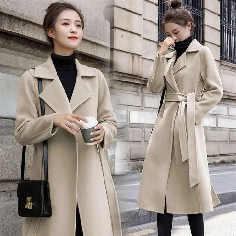 Khí chất Áo khoác len dài trung bình mùa đông nữ áo khoác ấm tay áo dài rộng