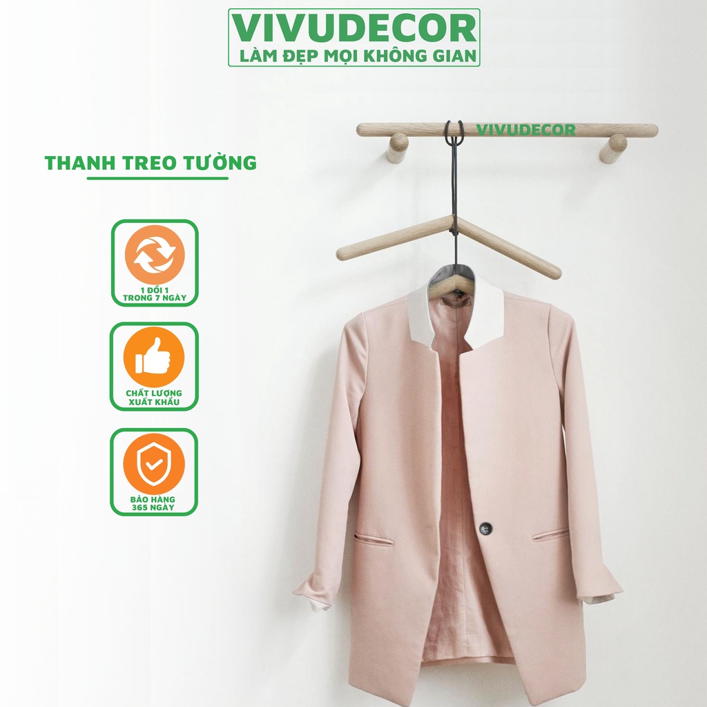 Móc treo quần áo bằng gỗ tự nhiên vivudecor mq10