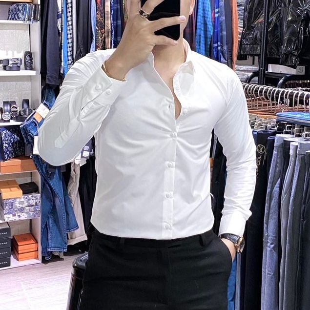 Sơ Mi Lụa Cotton Trắng Trơn