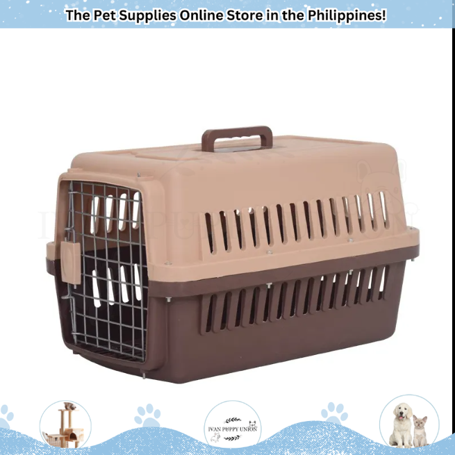 Ivan Puppy Union] Pet Plastic Travel Kennel Wire Door Travel Dog