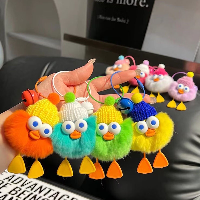 Móc khoá lông con vịt nhiều màu sắc cute