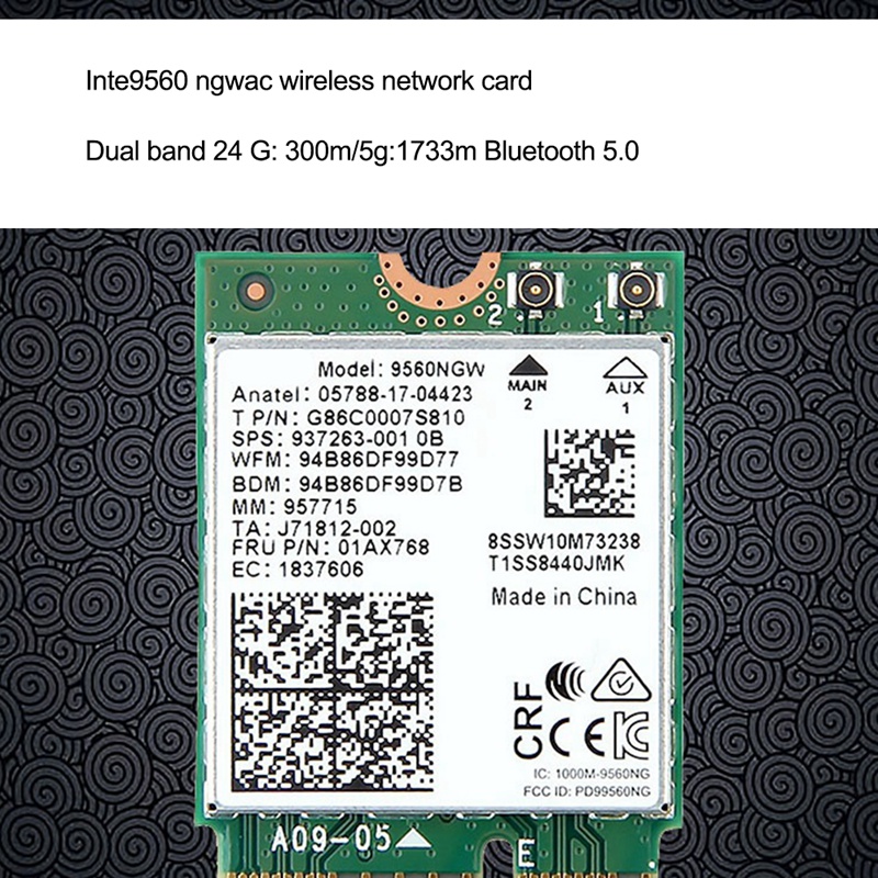 1730Mbps for Intel Dual Band Wireless AC 9560 Desktop Kit Bluetooth 5.0 ...