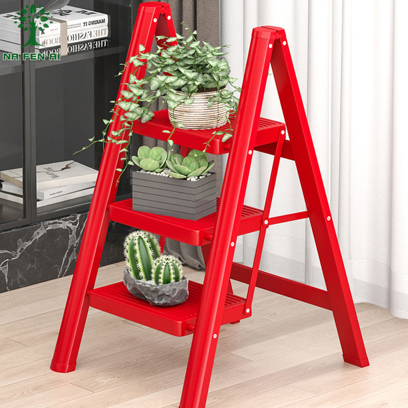 Nfa cao cấp đa chức năng màu Đỏ Ba Thang Bậc lễ hội chống trượt hộ gia đình Kính thiên văn gấp thang xương cá