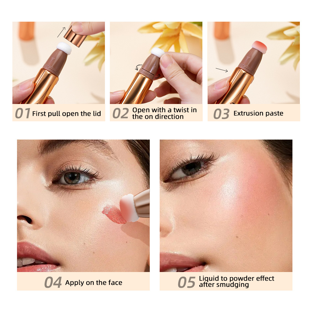 Yuanyan QIBEST Multi-functional Makeup Pen Blush High-gloss Repairing Pen Pearlescent Fine Glitter Matte Naturally Brightens Face Makeup. 