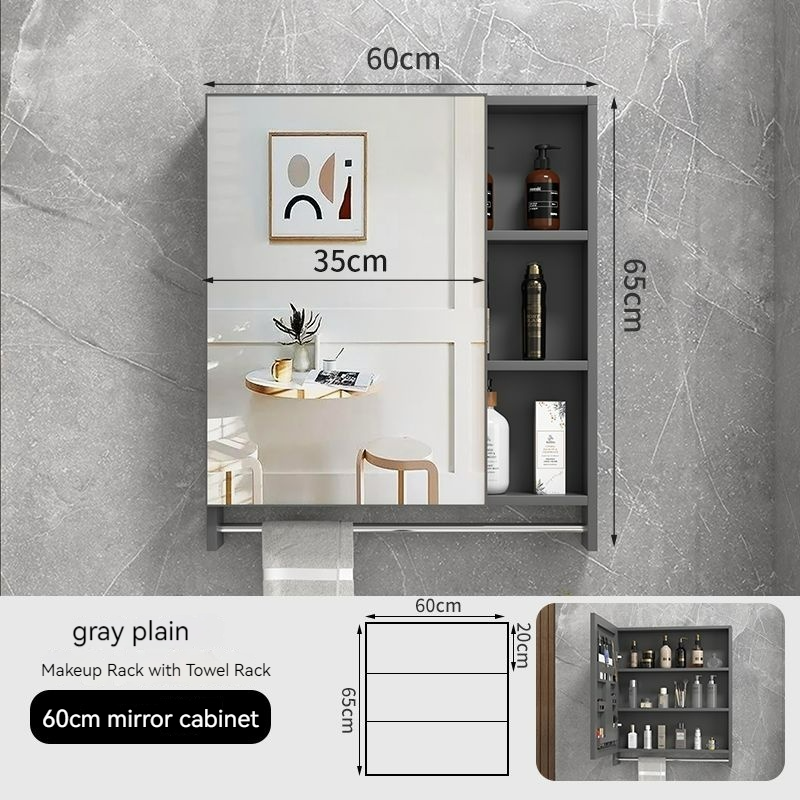 Space Aluminum Bathroom Mirror Cabinet Household Toilet Wall-mounted ...