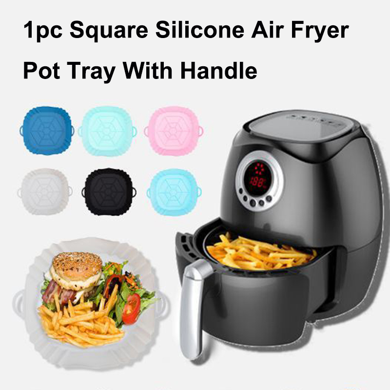 【Innovative】 1pc Air Fryer Pot Tray With Handle, Square Air Fryer Baking Pan, Reusable Air Fryer Liner For Kitchen Baking.