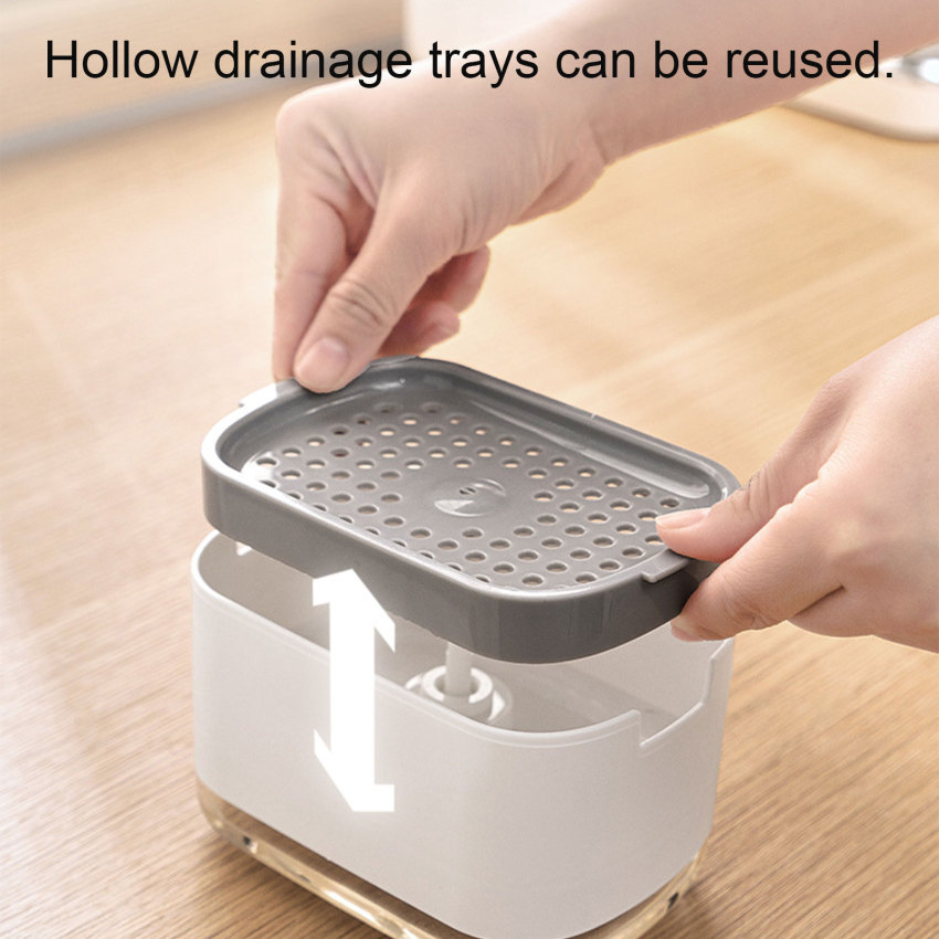 2 In1 Dish Soap Dispenser Liquid Soap Pump Dispenser Soap Container with Sponge Holder for Kitchen Bathroom Washing Accessories