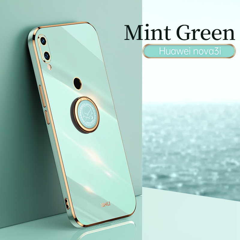 COD Plating Silicone Phone FOR Huawei Nova 3I Case Huawei Nova3I Deluxe Fall Protection with Metal Ring Holder