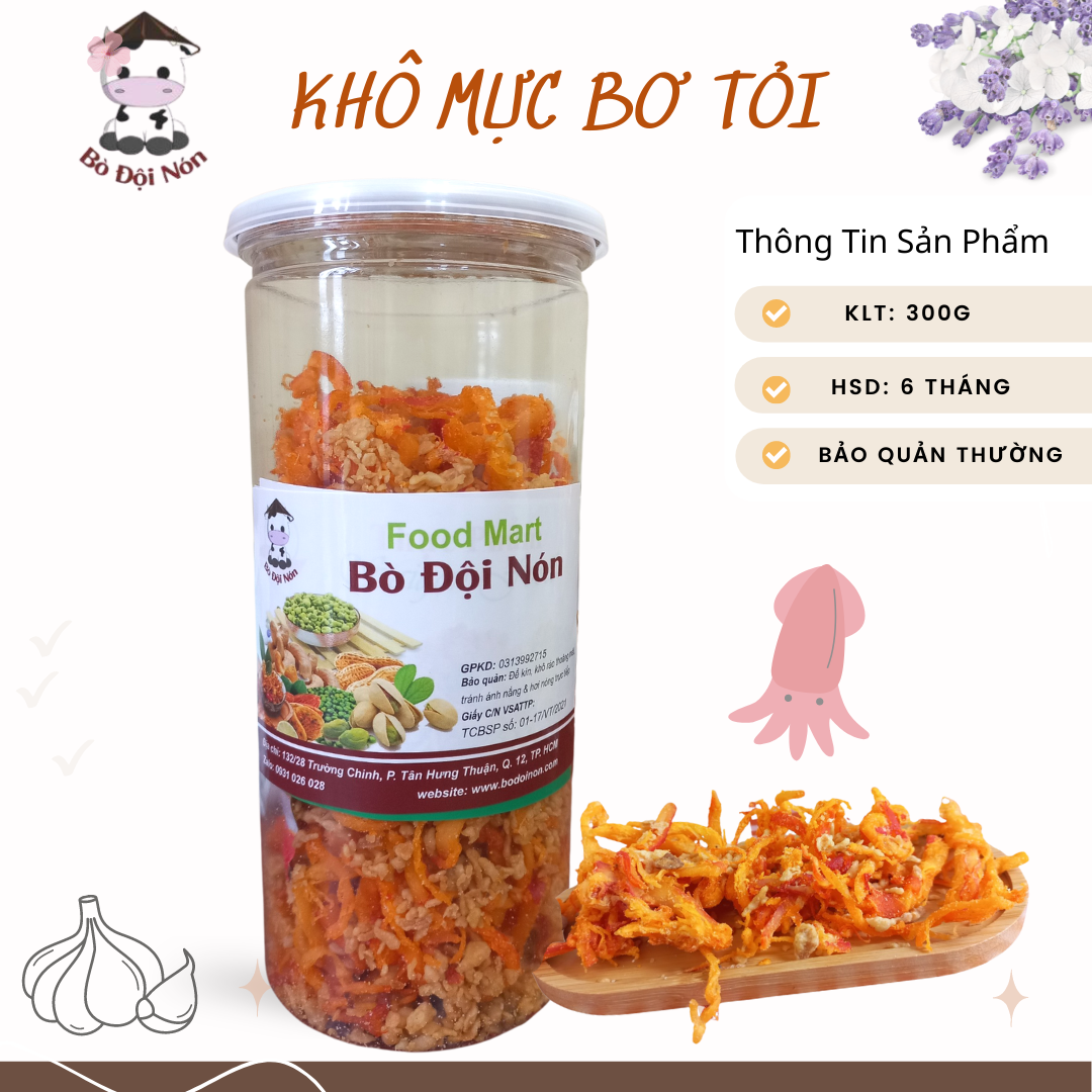 300g khô mực bơ tỏi bò đội nón
