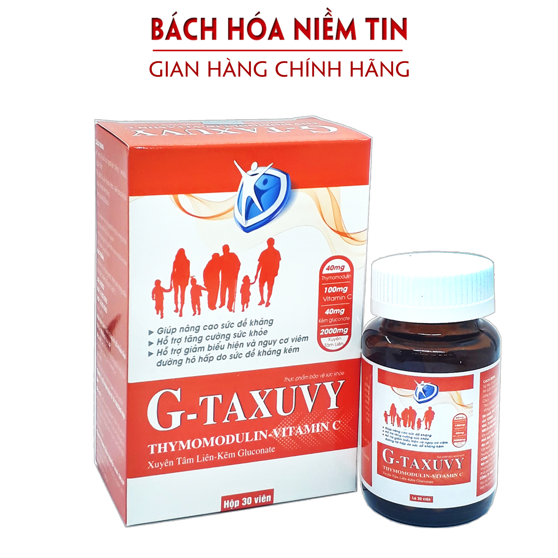 Viên uống Thymo G TAXUVY - Tăng cường sức đề kháng, giảm nguy cơ mắc bệnh đường hô hấp hiệu quả - Hộp 30 viên chuẩn GMP Bộ Y tế