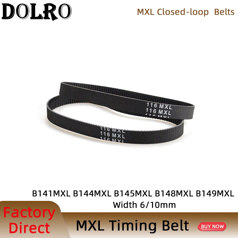 5/10pcs mxl timing belt b141 b144 b145 b148 b149 width 6/10mm synchronous belt 113mxl 115mxl 116mxl 118mxl 119mxl pitch 2.032