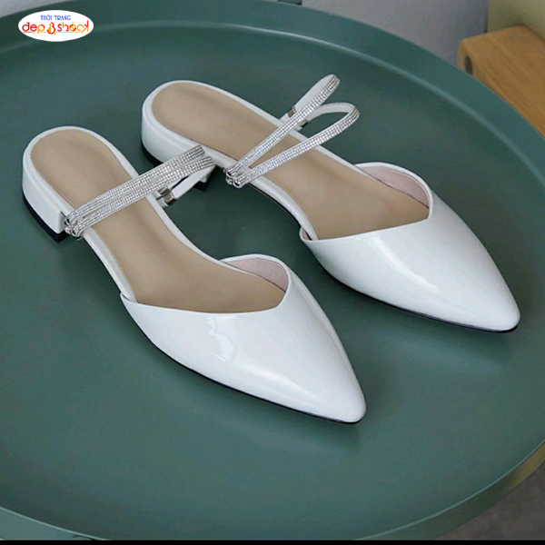 Giày cao gót bít mũi 3 phân 2 dây ngang Đính đá thời trang BIG SIZE 42 43 MS S80