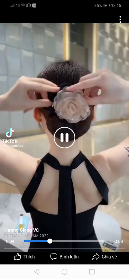 LZD 2 thanh cuốn búi tóc hoa Hàn Quốc