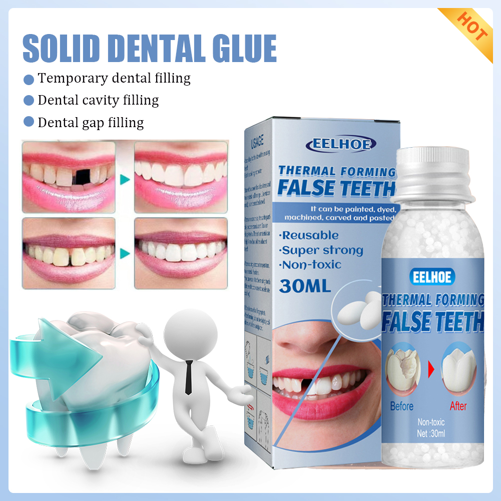 MOMO STORE 30g Eelhoe False Teeth Filling Solid Glue Thermal Forming Denture Solid Tooth Gel Temporary Tooth Repair Kit Teeth Beauty Tool Denture Adhesive Broken Teeth And Gaps Restoration Resin False Teeth Filling Glue
