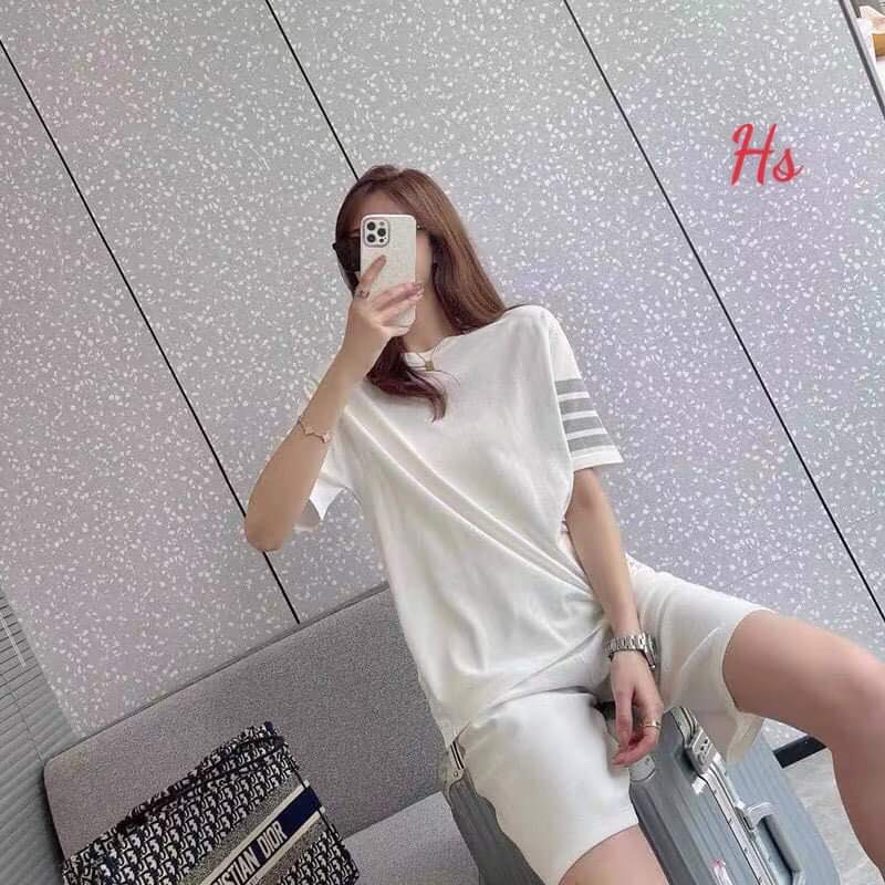 SÉT BỘ THUN KẺ 4 SỌC NGANG ĐẲNG CẤP -ĐEN + TRẮNG