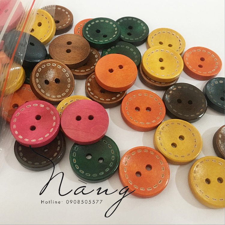 Set 50 Nút Gỗ Tự Nhiên Nút Gỗ Màu (20mm) - Mẫu 2