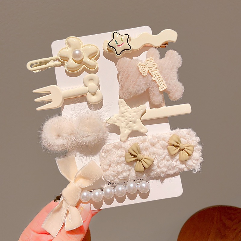 Set 8 kẹp tóc mái tone hồng tiểu thư NOVSET