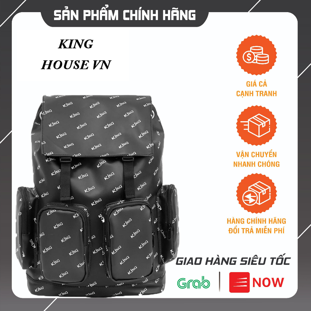 [VOUCHER 8%]Balo Da Backpack Unisex Chống Nước Balo Backpack King - Mẫu 2 -Màu Đen