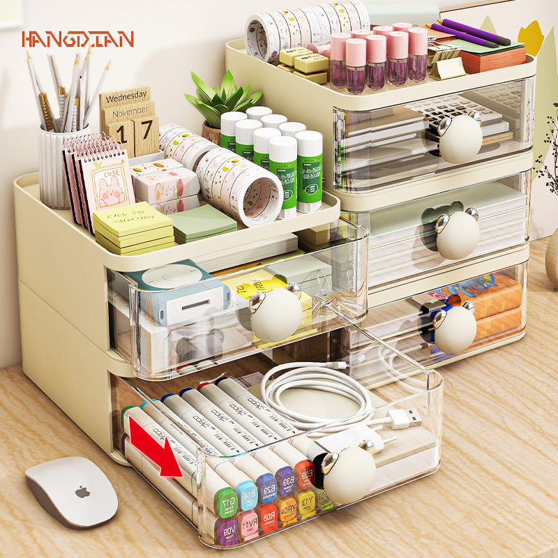 Desktop storage box, drawer style office, transparent student dormitory, multi-layer storage box, organizing miscellaneous items, cosmetics box