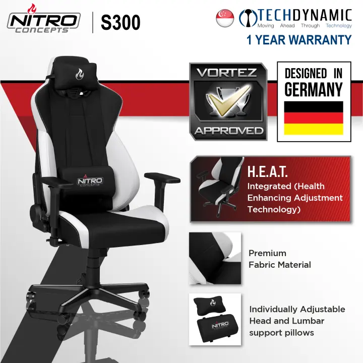Fast Delivery Nitro Concepts S300 Fabric Gaming Chair Black Black Red Black White Available In 3 Colors Lazada Singapore