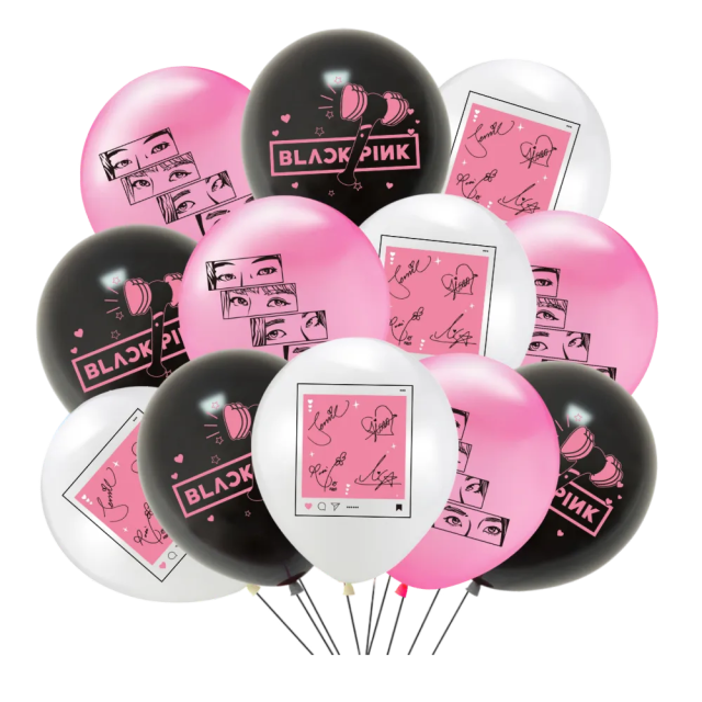 12Pcs/Lot Black Pink Kpop Latex Balloon Super Star Girls Theme Balloons Baby Shower Birthday Party Wedding Decorations Air Globo