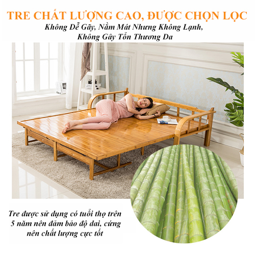 (HOT,CAO CẤP)Ghế sofa giường Tre , Giường Tre 2 in 1, kích thước 100, 120 cm - DECOR NHÀ XINH
