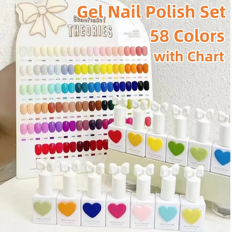 O-New 66/60/58 Color Korean Macaron Sweetheart Nail Gel Polish Set