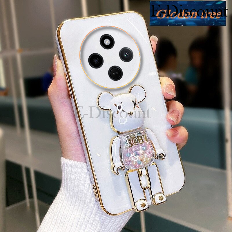 New Phone case Xiaomi Poco C75 Back cover Soft Electroplated Quicksand Hourglass Pellet KWAS Bear silicone shockproof Protector Smooth For Xiaomi Poco C75 case.