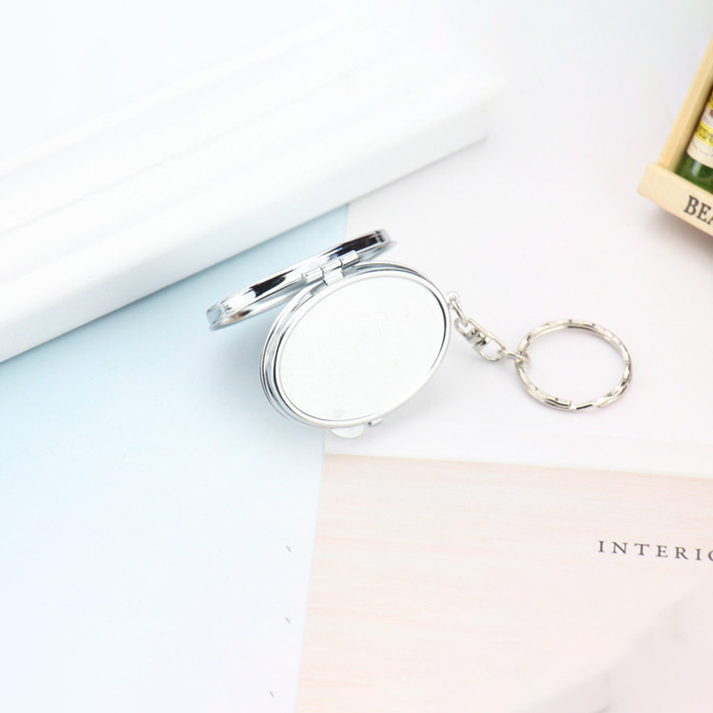 Travel Vanity Mirror Mini Round Mirror Portable Makeup Mirror Keychain Mirror Double-Sided Folding Mirror