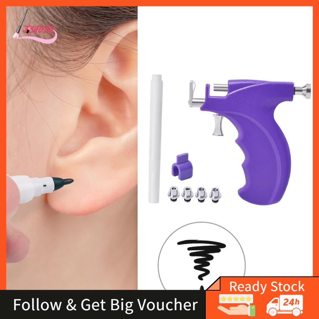JISADER Ear Piercing Kit, Ear Nose Piercing Tool, Stainless Steel Body Ear Navel Piercing Machine with 4 Earring Heads