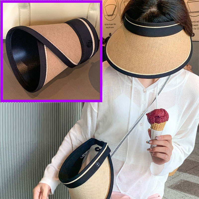 DEUKIO Outdoor large brim sun hat, women's cycling anti-UV hollow hat, outdoor sports sun protection hat