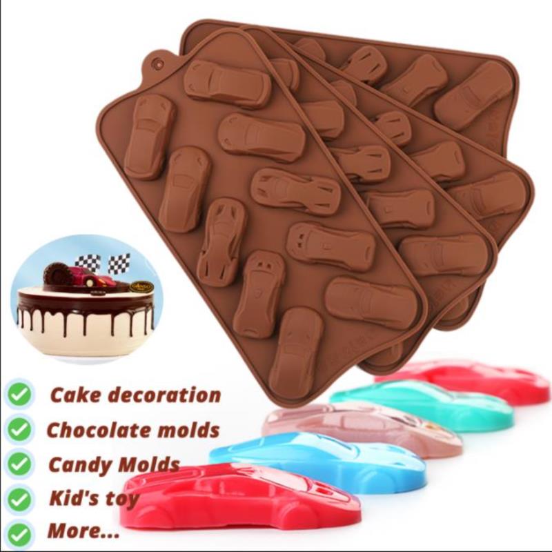 HE🔥 New Chocolate Molds Silicone Cake Mold 10 Cavity Car Shape Wedding Candy Baking