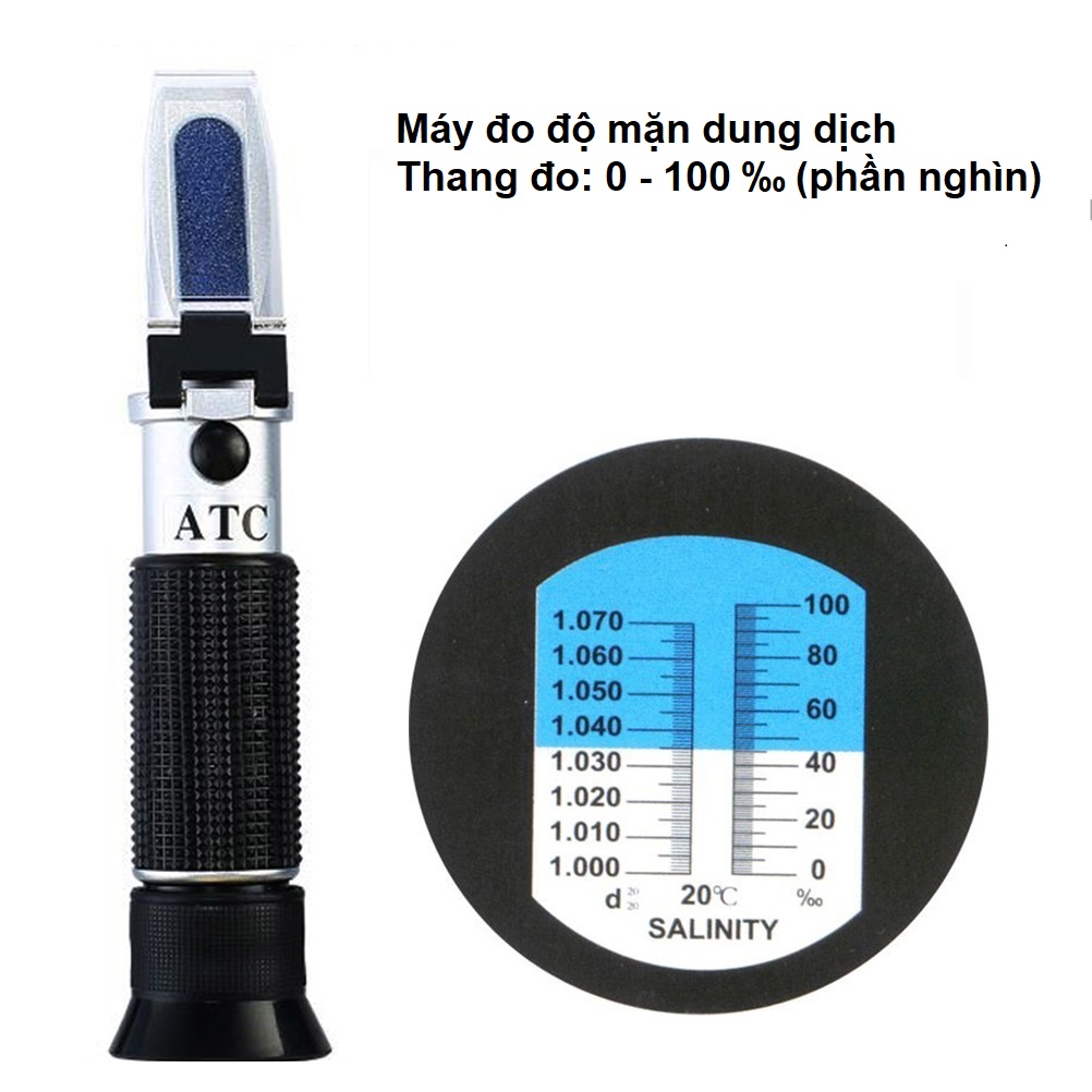 Máy đo độ mặn (thang đo 0 -100) - Khúc xạ kế đo độ mặn dung dịch (thương hiệu ATC)