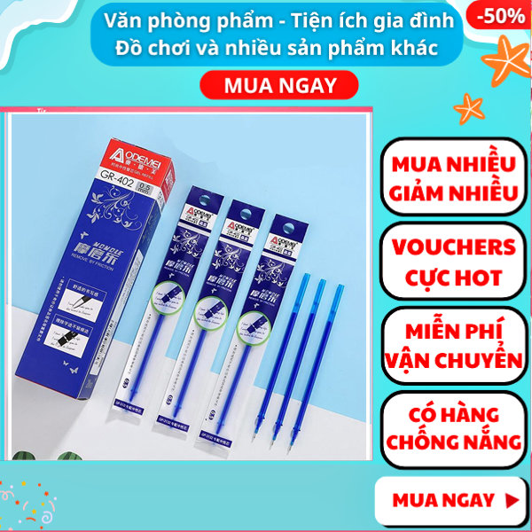 combo 20 ruột bút mực xanh/ tím xóa được ( 1 cây chưa tới 2000vnd ), bút mực xoá được - đồ dùng học tập - Nguyễn Thùy Store