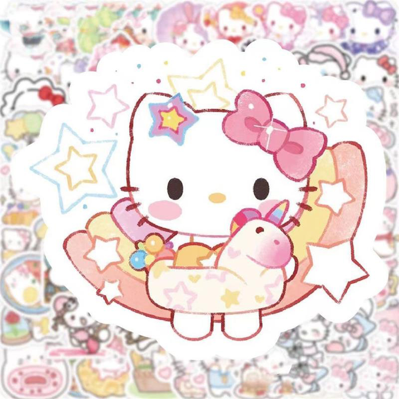 100Stickers/Bag Cute Hello Kitty Stickers Phone Decorated Stickers Kids Toy Gift Cola Kids. 