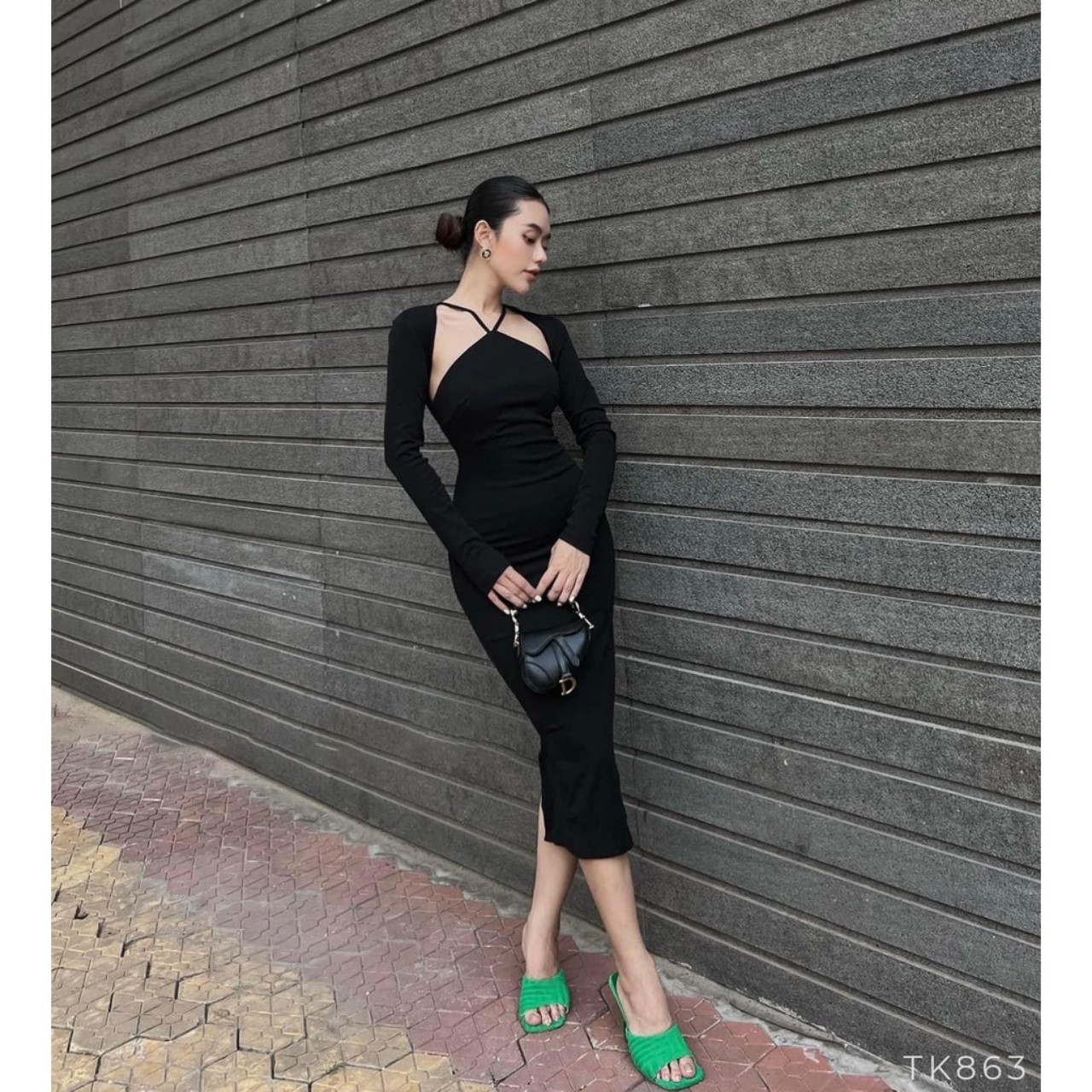 Đầm Ôm Body Dây Yếm Tay Dài
