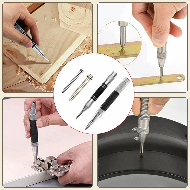 Automatic Center Punch Automatic Metal Punch Tool Woodworking Tool Loaded Marker Wood Chisel Hand Drill Drills Locator Drill Bit