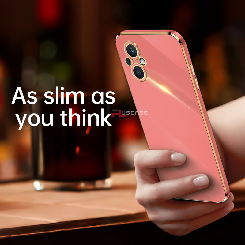 PlusCase for OPPO Reno7 Z 5G Reno8 Z 5G 6D Plating Soft Case Lens Protector Square Frame Silicone Glossy Shockproof Phone Back Cover