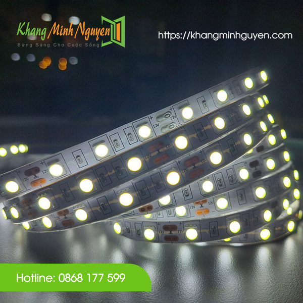 (Cuộn 5m) LED cuộn SMD 5050 60D 12V  - Ánh sáng trắng, vàng ấm, trung tính