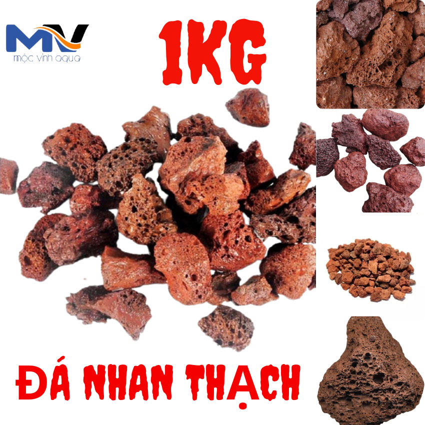 [ Túi 1kg ] Đá nham thạch đỏ lọc nước cho hồ cá
